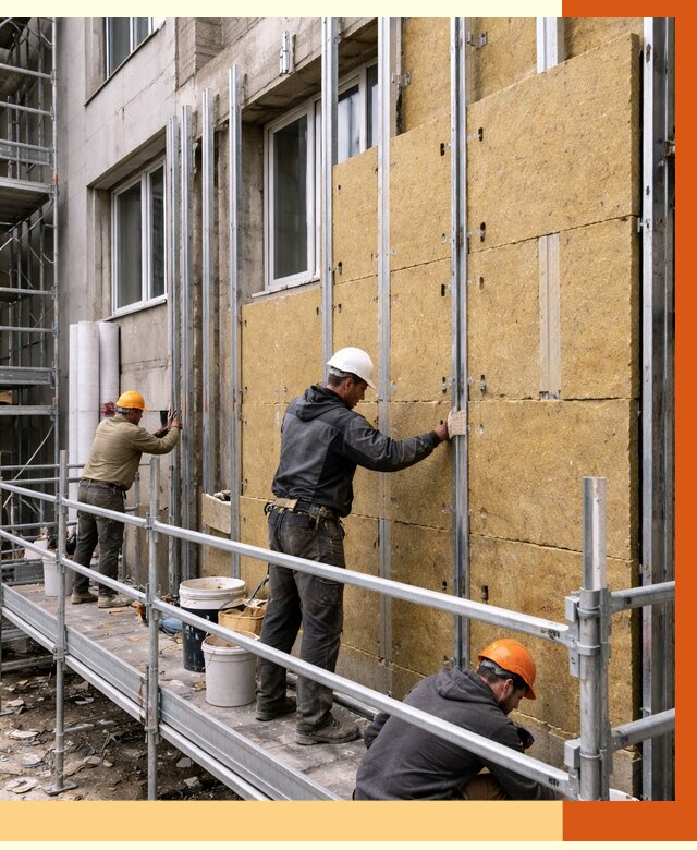 Утепление вентилируемого фасада в Самаре от 5659 руб/м2 — монтаж и утепление вентфасад | ТепломастерСмр